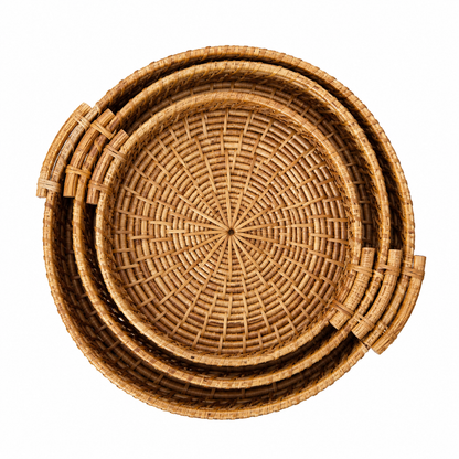 Cane Tray Flat Handle - Circle (SET)